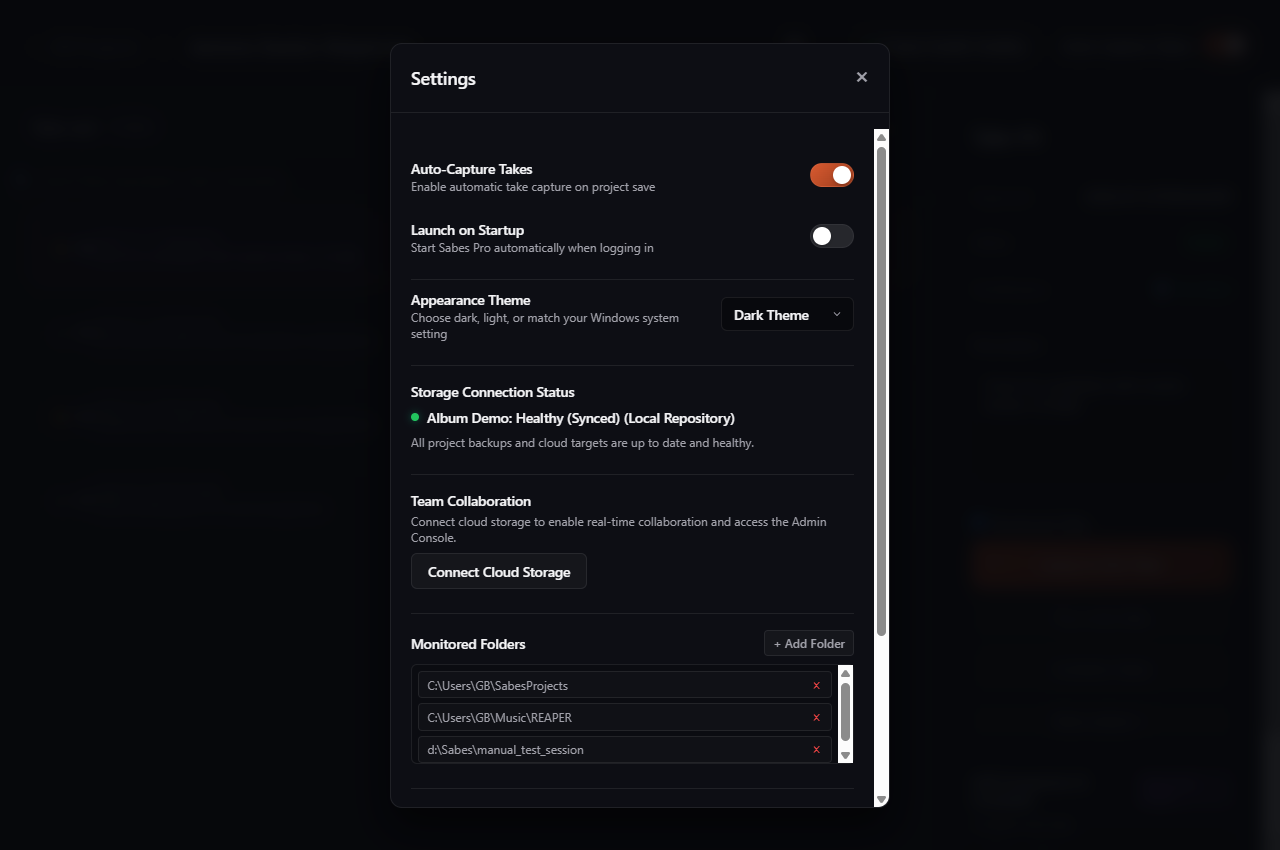 Sabes Pro Workspace Settings Interface